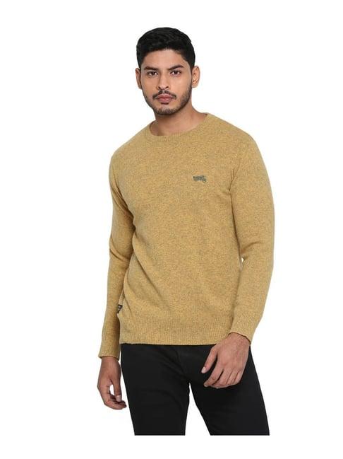 royal enfield mustard regular fit sweater