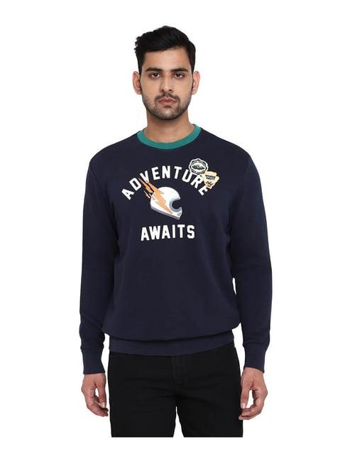 royal enfield navy printed sweatshirt