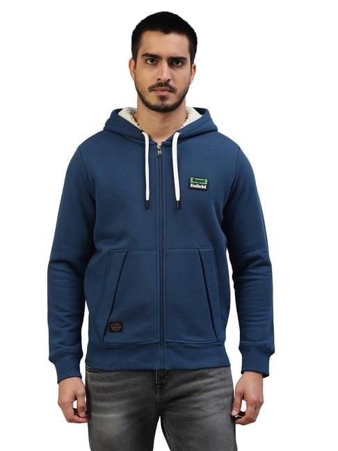 royal enfield navy regular fit hooded sweatshirt