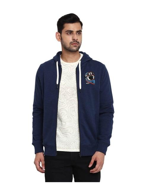 royal enfield navy regular fit hooded sweatshirt