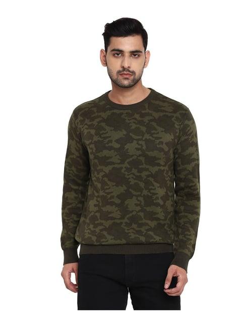 royal enfield olive camo print sweater