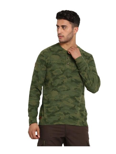 royal enfield olive camo print t-shirt