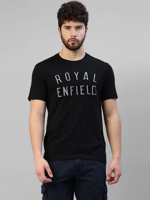 royal enfield raised black regular fit t-shirt