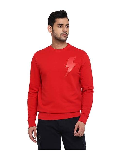 royal enfield red self print sweatshirt