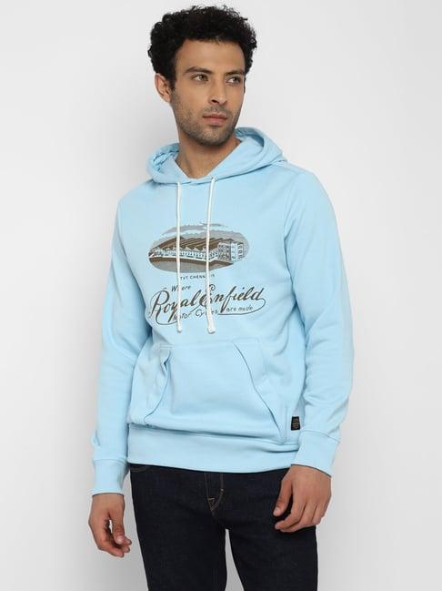 royal enfield sky blue full sleeves hooded sweatshirt