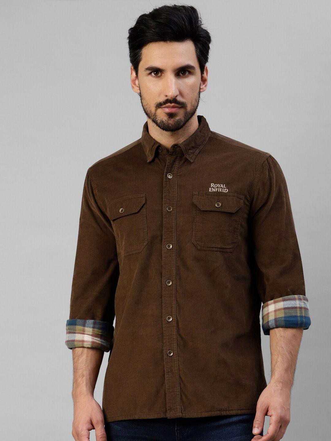 royal enfield spread collar corduroy cotton casual shirt