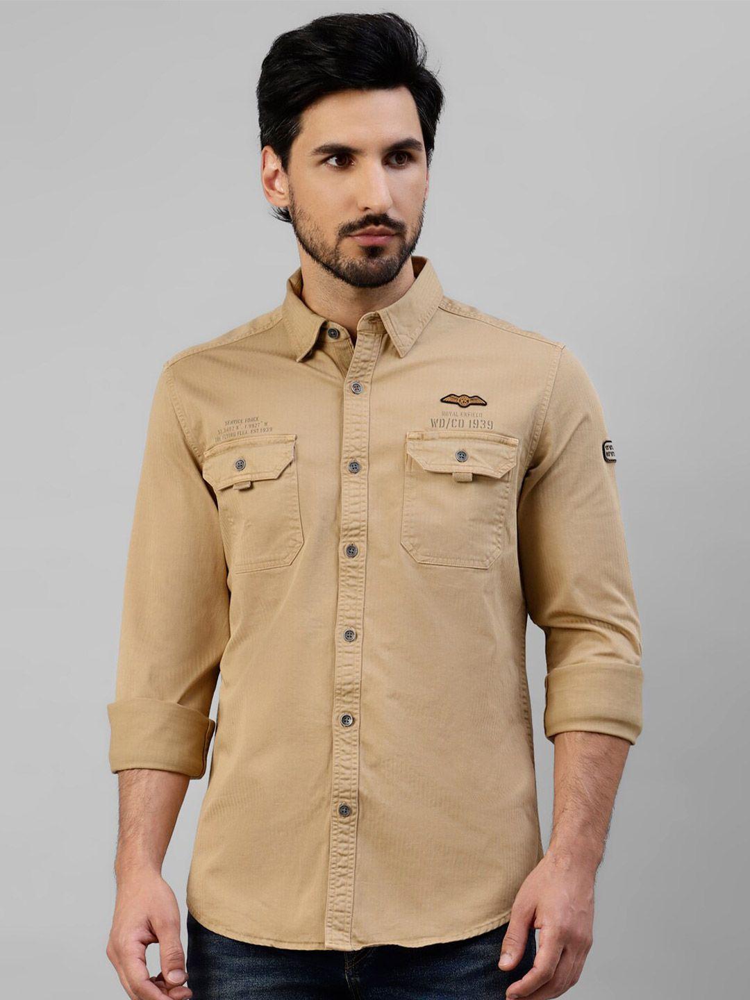 royal enfield spread collar slim fit casual shirt