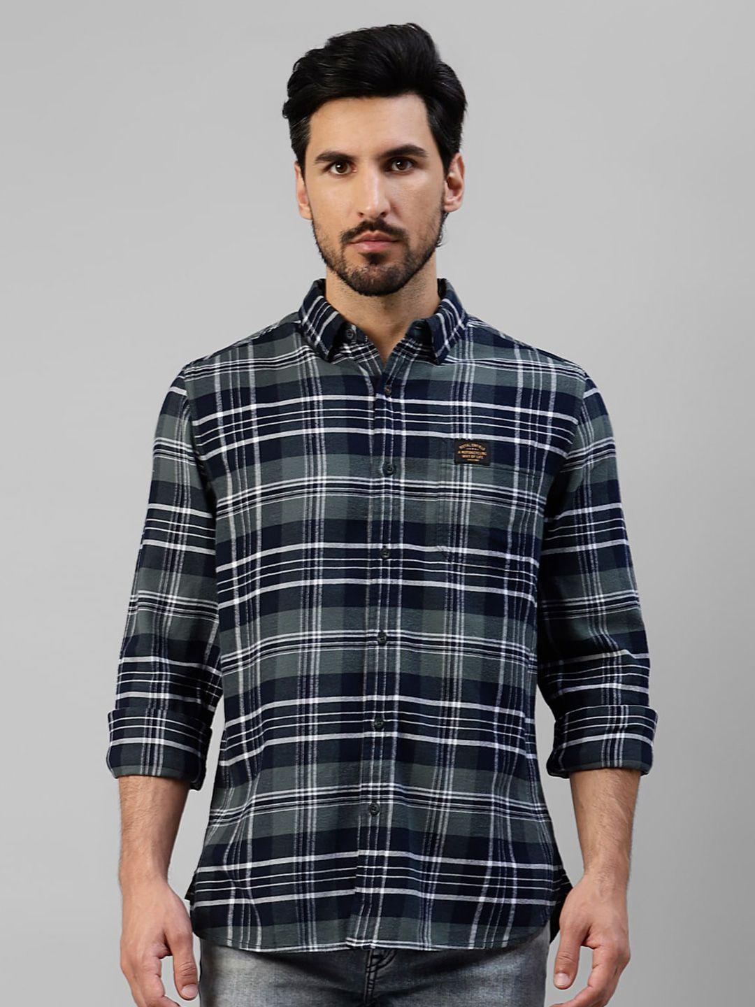 royal enfield tartan checks pure cotton casual shirt