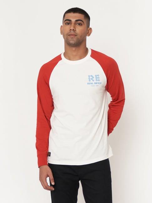 royal enfield white & red crew t-shirt