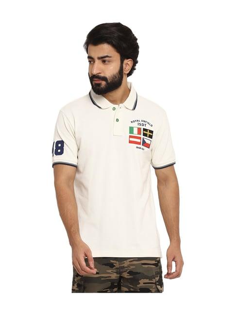 royal enfield white cotton flag polo t-shirt