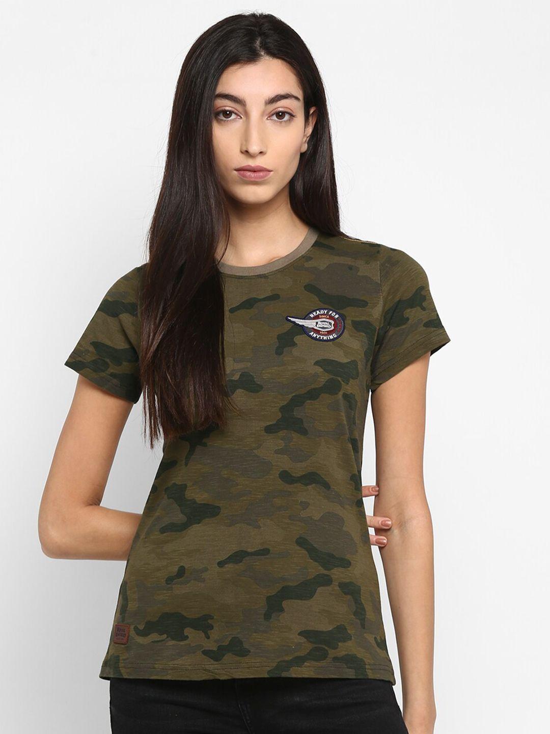 royal enfield women brown printed t-shirt