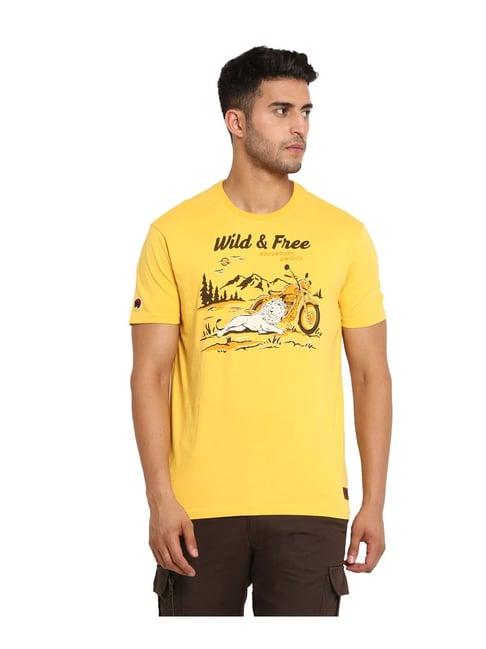 royal enfield yellow printed t-shirt