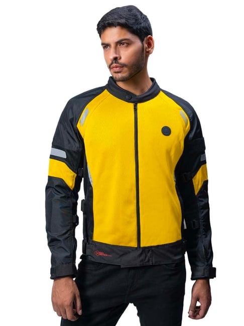 royal enfield yellow regular fit streetwind eco biker jacket