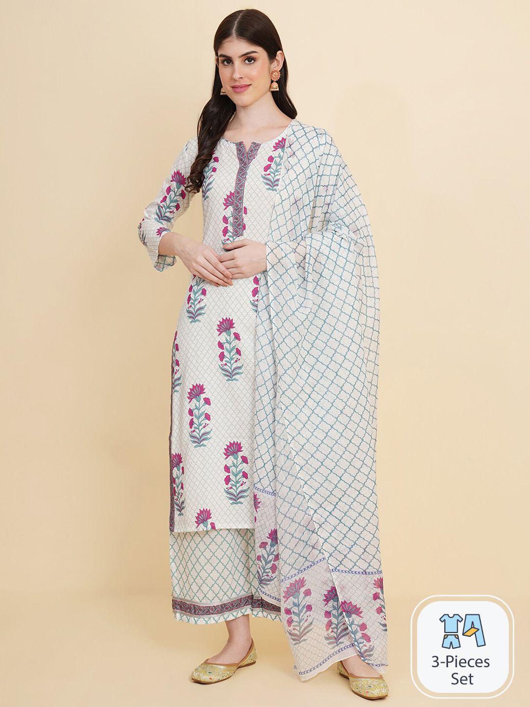 royal export floral printed kurta with palazzos & dupatta