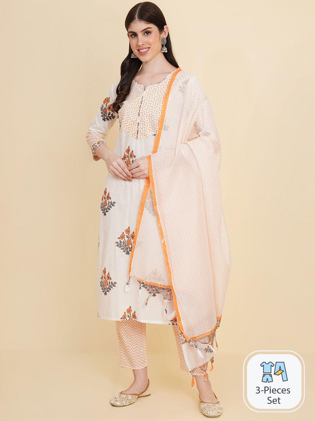 royal export floral printed kurta with trousers & with dupatta