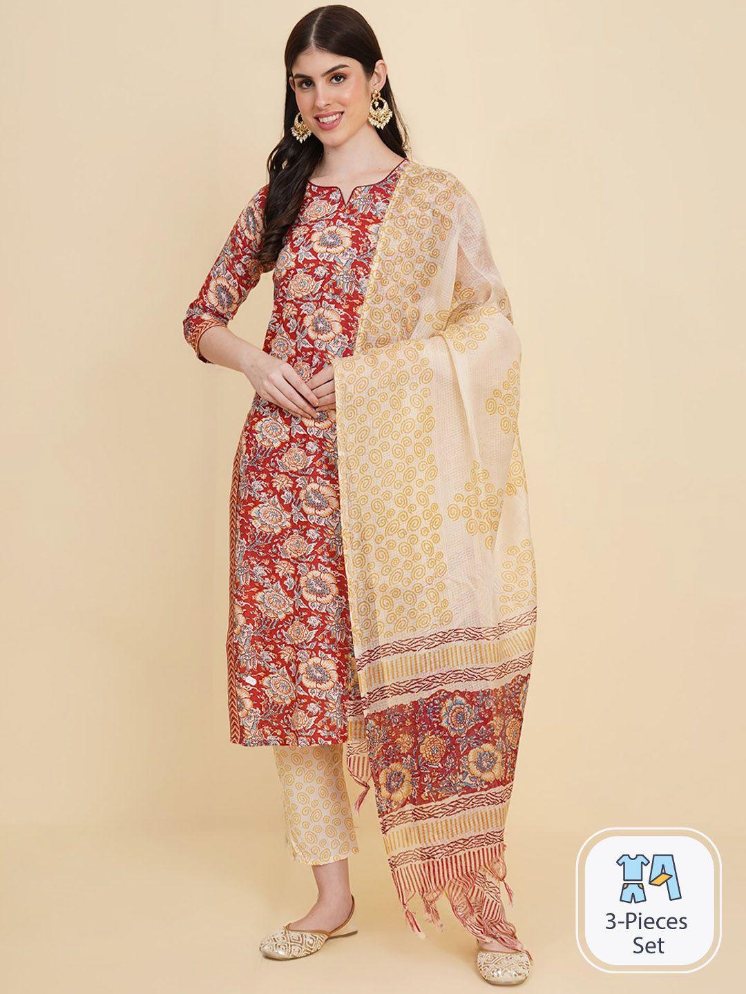 royal export floral printed kurta with trousers & with dupatta