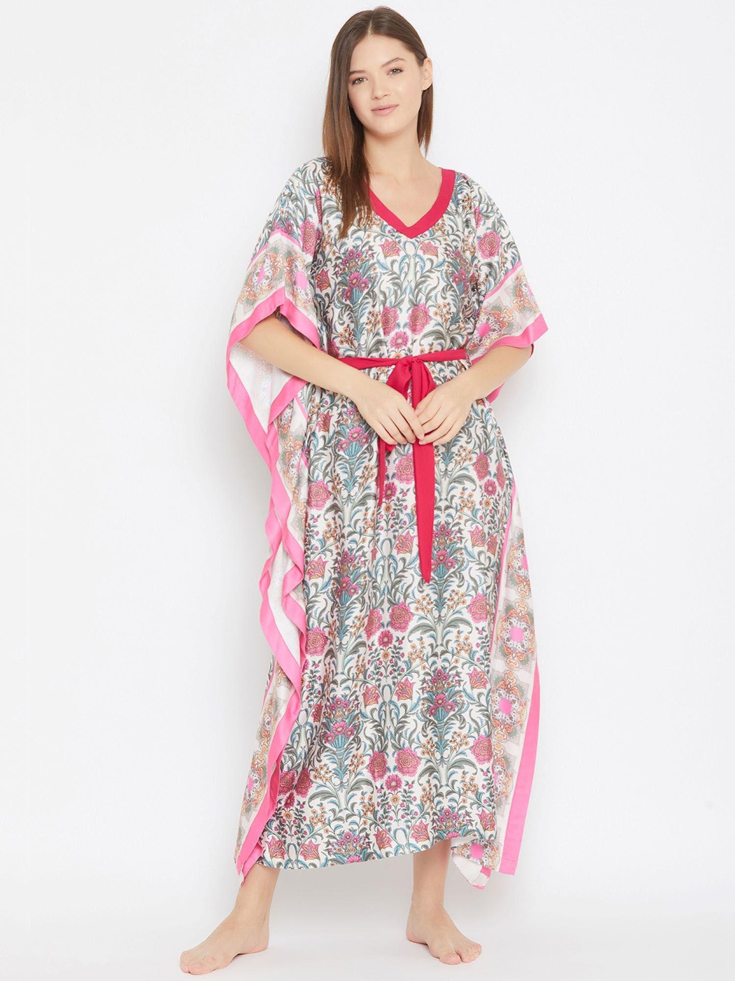 royal gardenia maxi kaftan - white