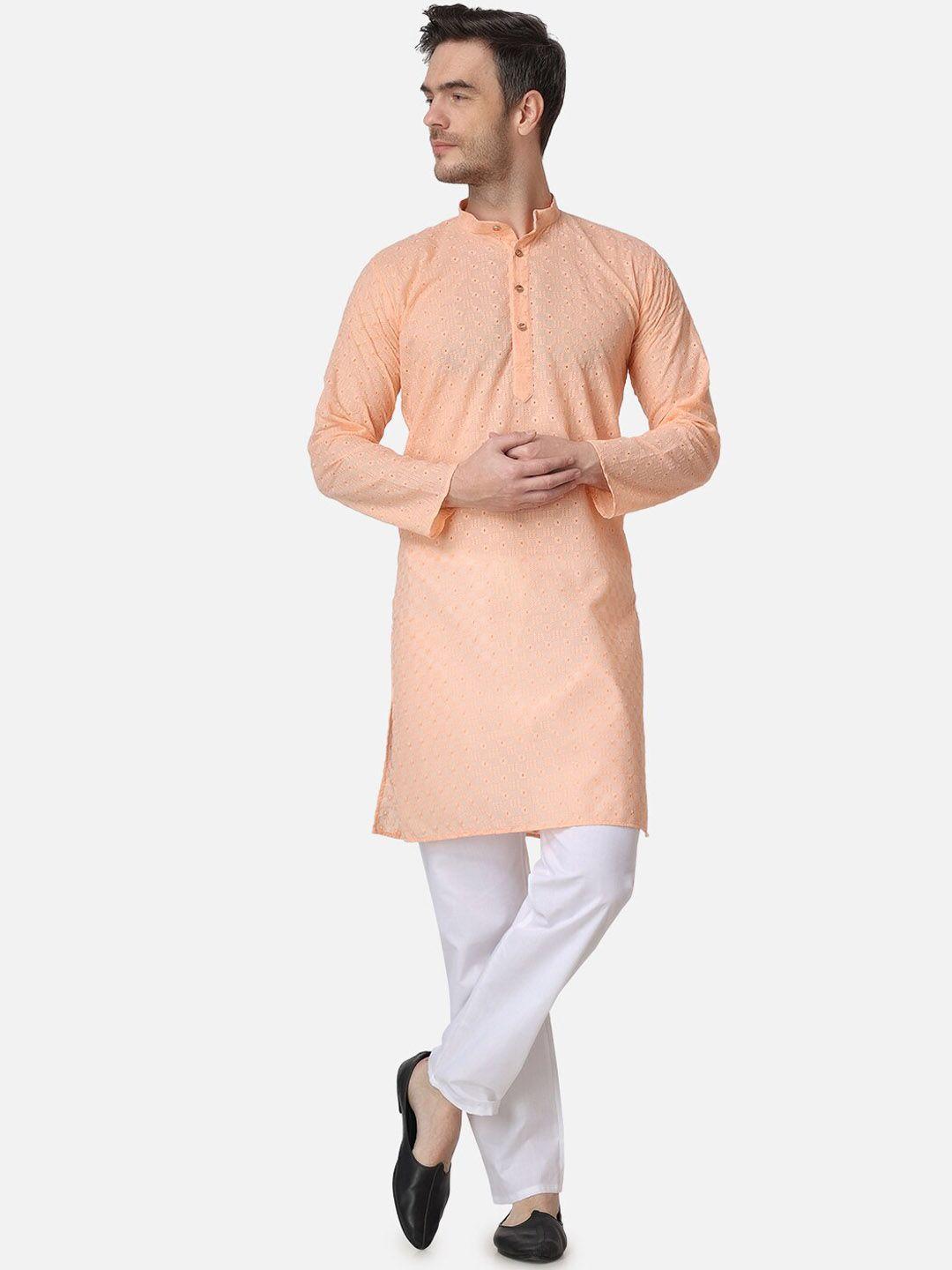 royal kurta embroidered chikankari pure cotton kurta with pyjamas