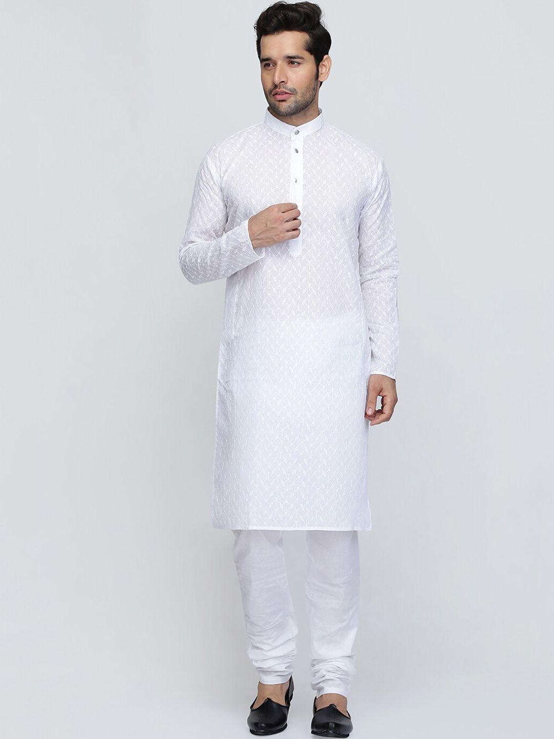 royal kurta ethnic motifs embroidered pure cotton kurta with churidar