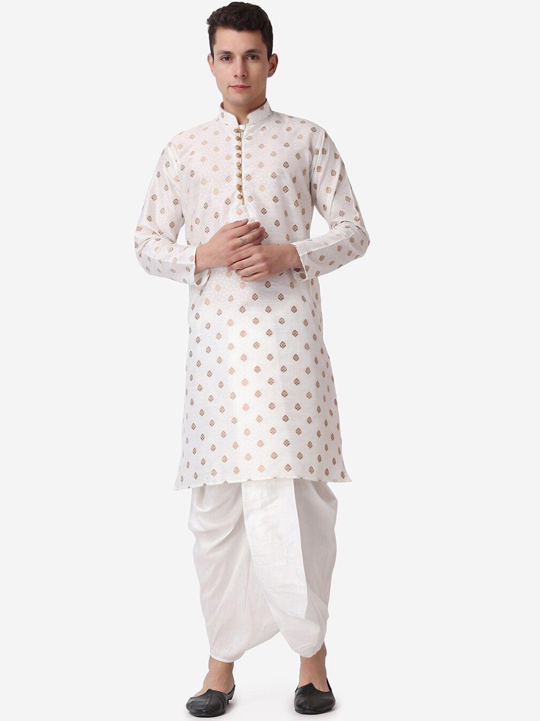 royal kurta ethnic motifs woven design straight kurta with dhoti pants