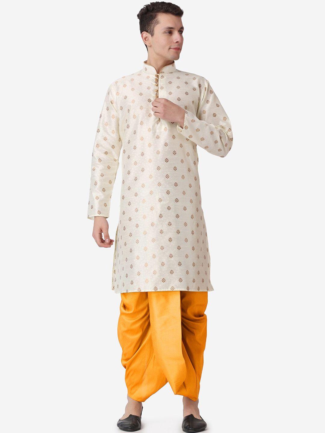 royal kurta men ethnic motifs printed kurta with dhoti pants