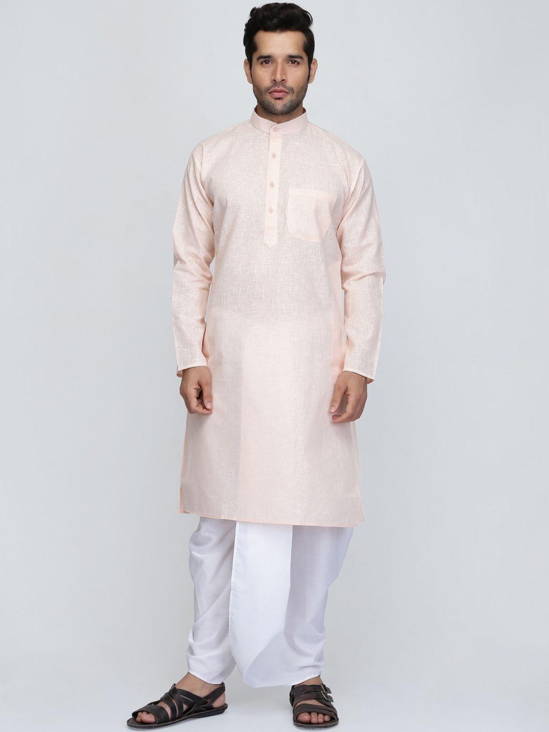 royal kurta men peach-coloured kurta