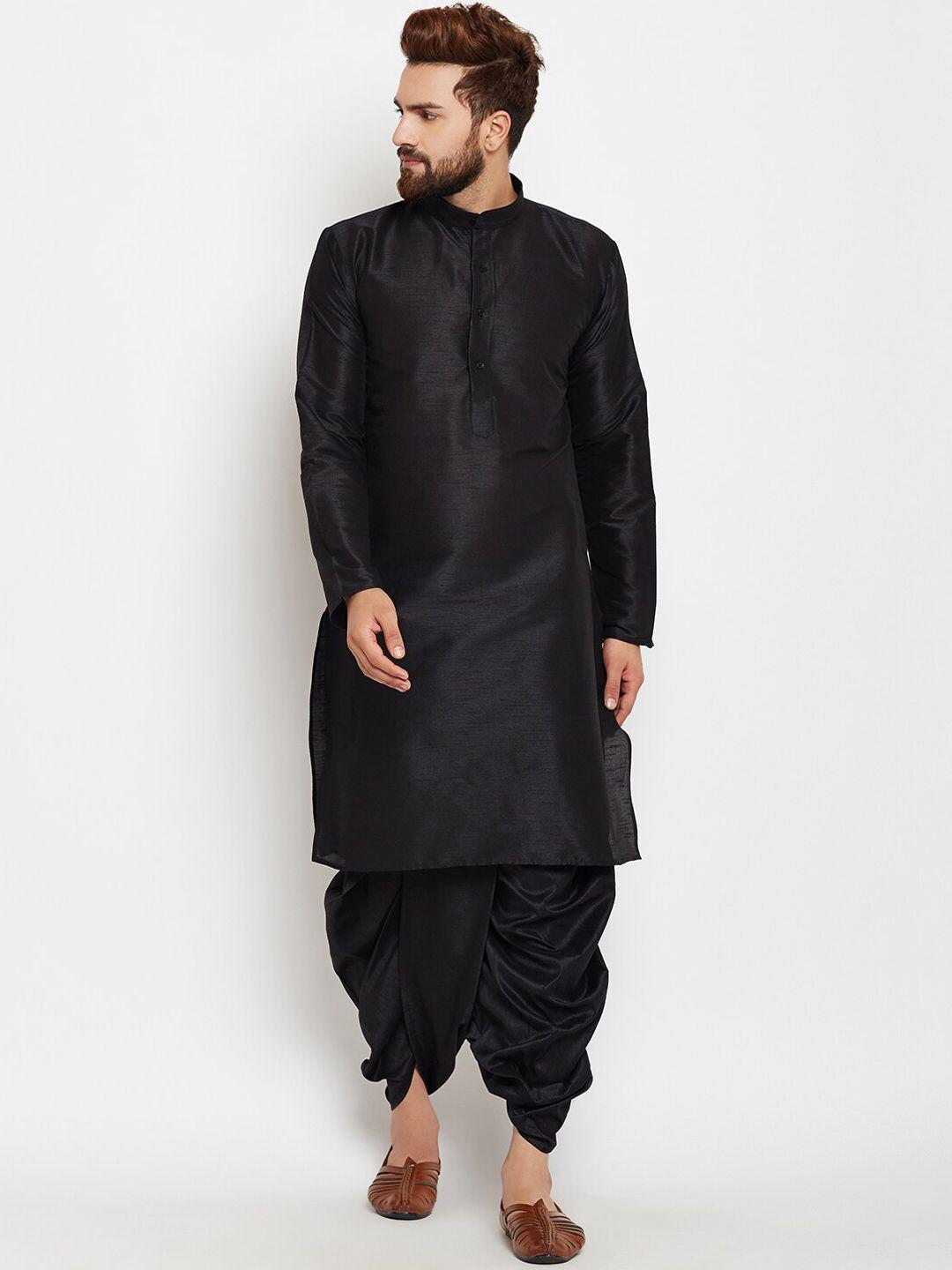 royal kurta men solid silk blend kurta with dhoti pants