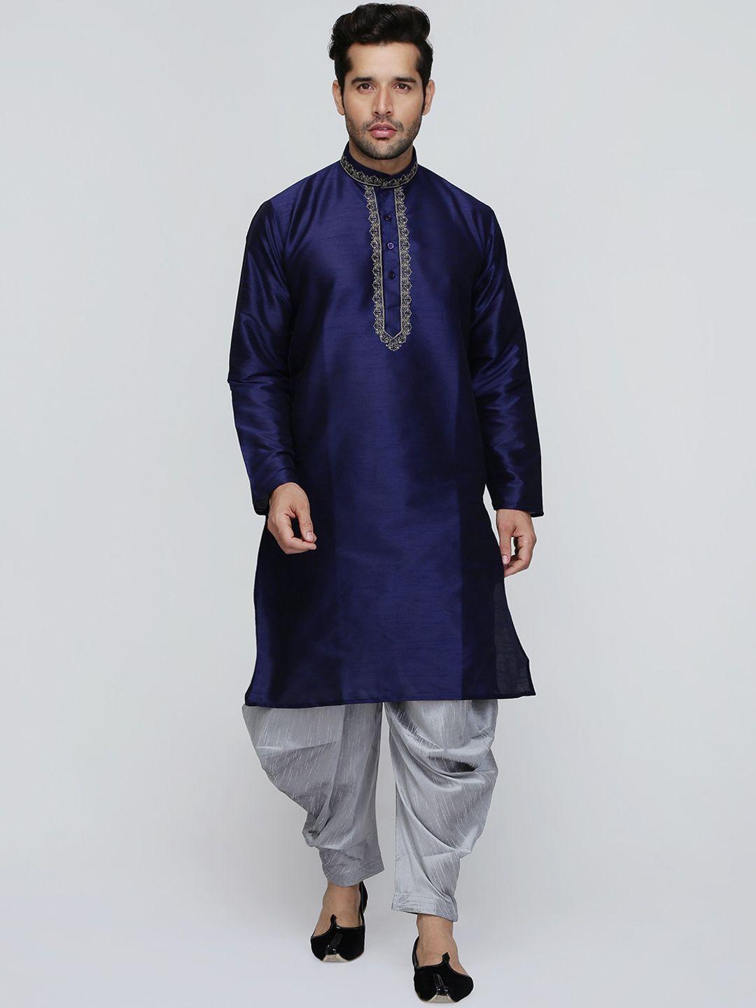 royal kurta yoke design mandarin collar thread work dupion silk kurta with patiala