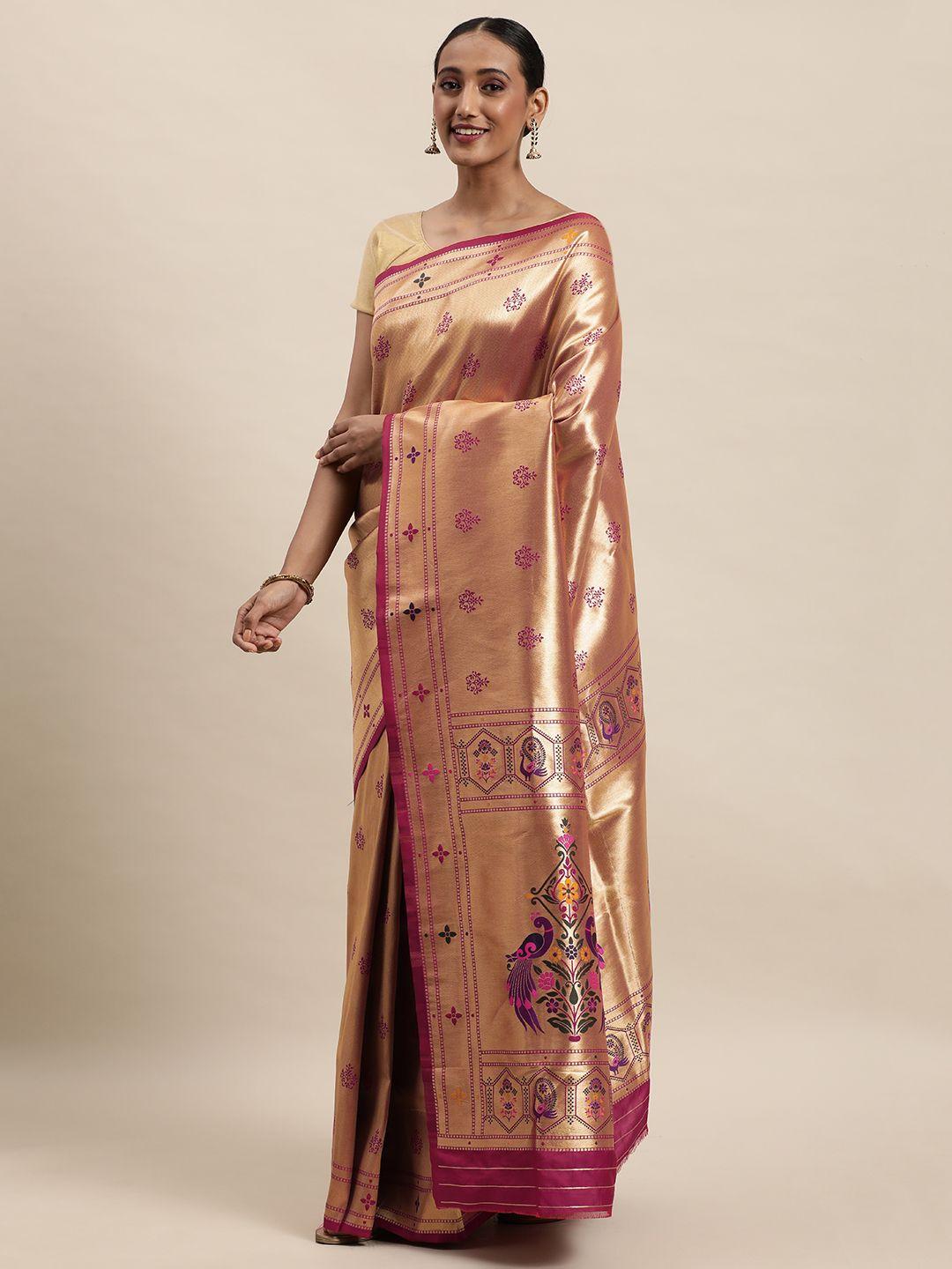 royal rajgharana saree burgundy & golden ethnic motifs woven design zari paithani sarees