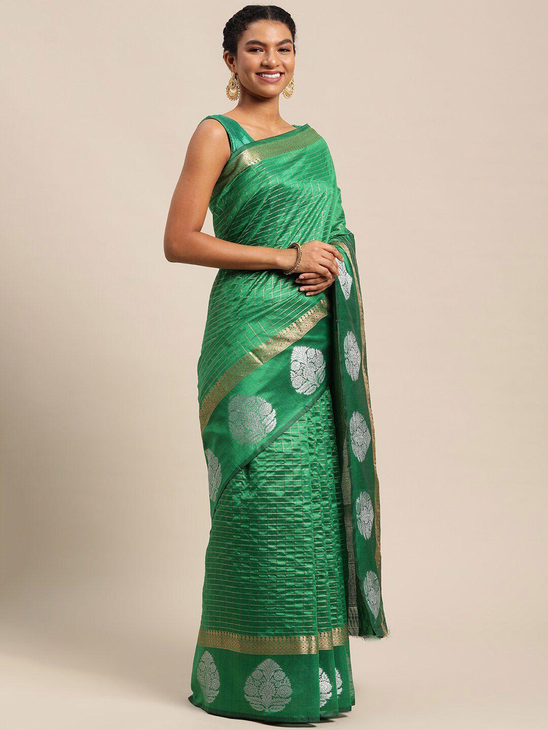 royal rajgharana saree checked zari pure silk banarasi saree