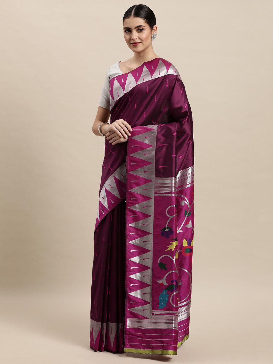 royal rajgharana saree ethnic motif woven design zari pure silk paithani sarees