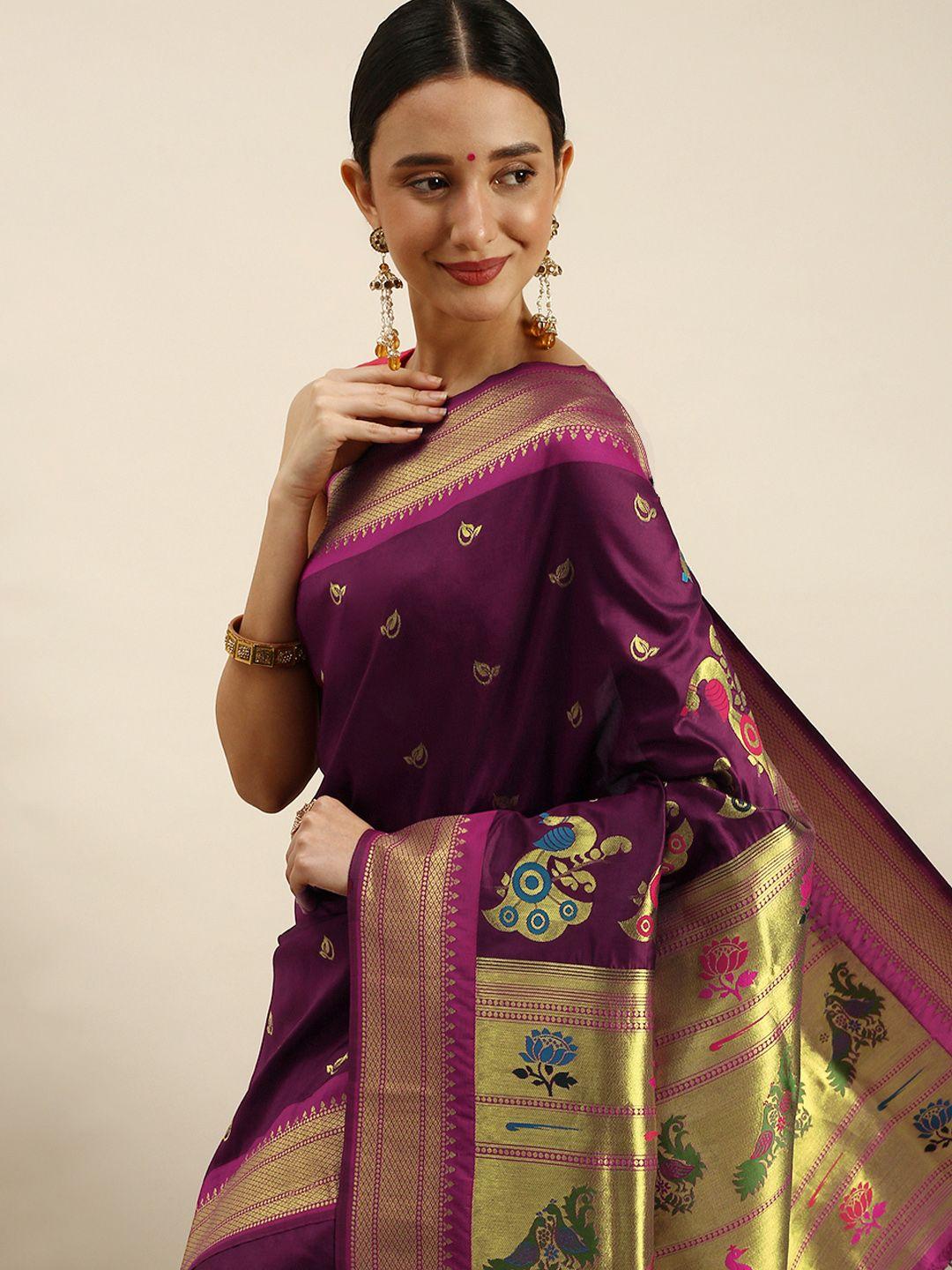 royal rajgharana saree ethnic motifs zari art silk paithani saree