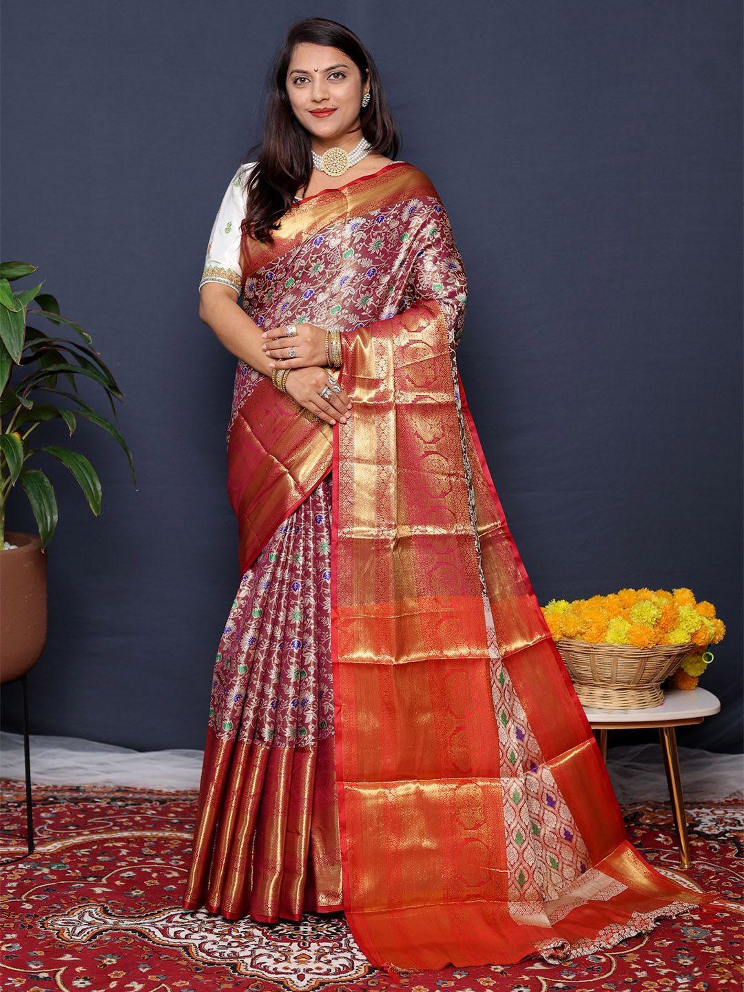 royal rajgharana saree floral woven design zari banarasi sarees