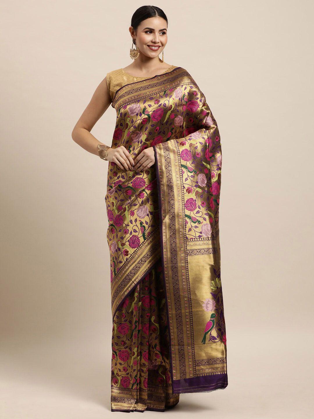 royal rajgharana saree floral woven design zari pure silk banarasi saree