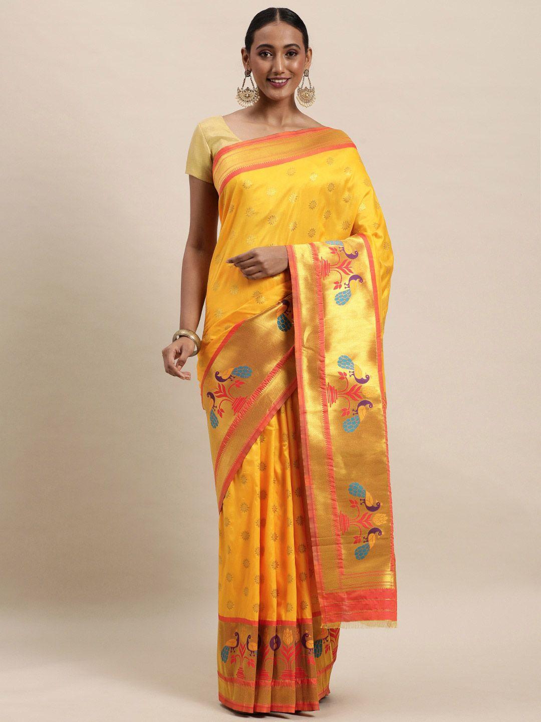 royal rajgharana saree floral woven design zari pure silk paithani saree