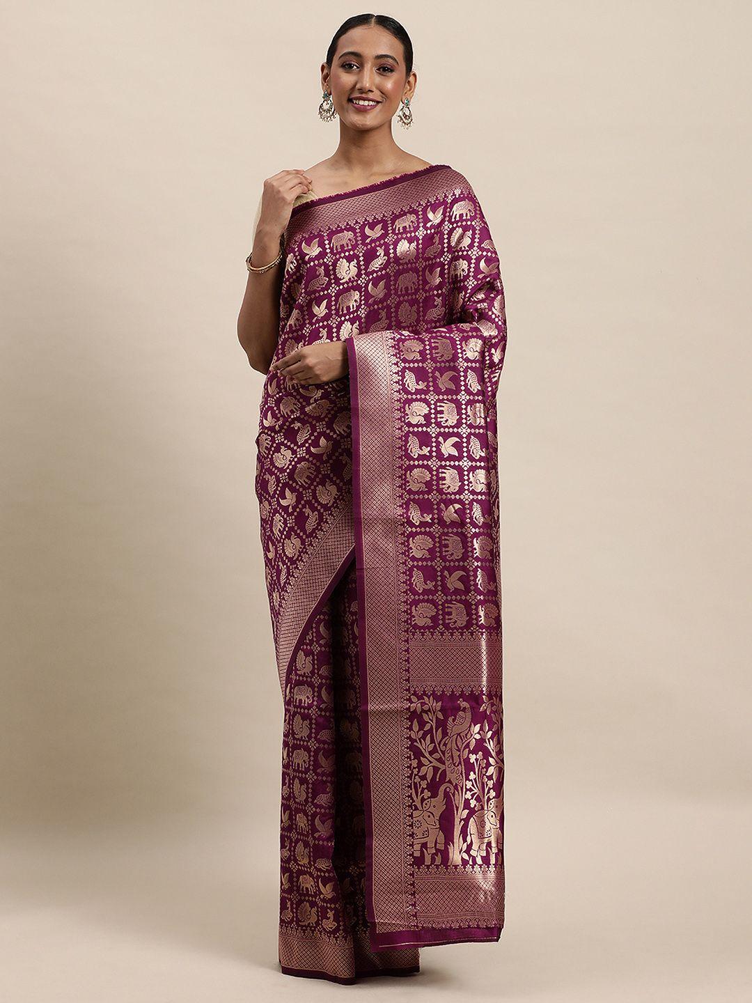 royal rajgharana saree magenta & golden woven design patola saree