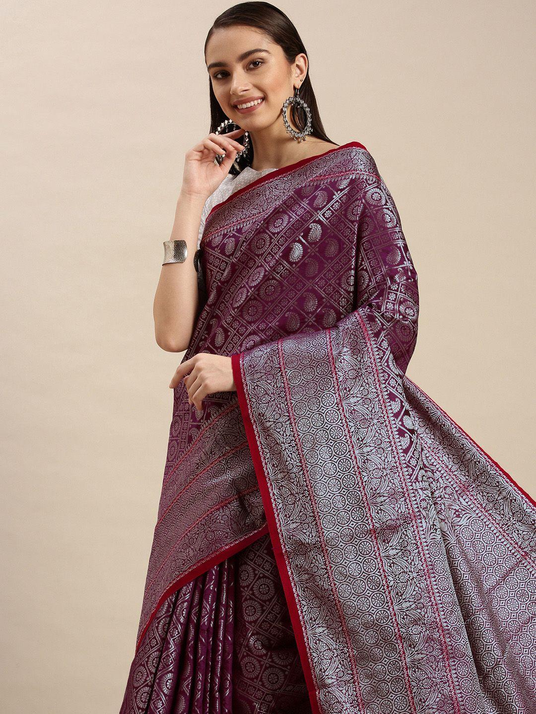royal rajgharana saree magenta & silver ethnic woven design zari celebrity banarasi sarees