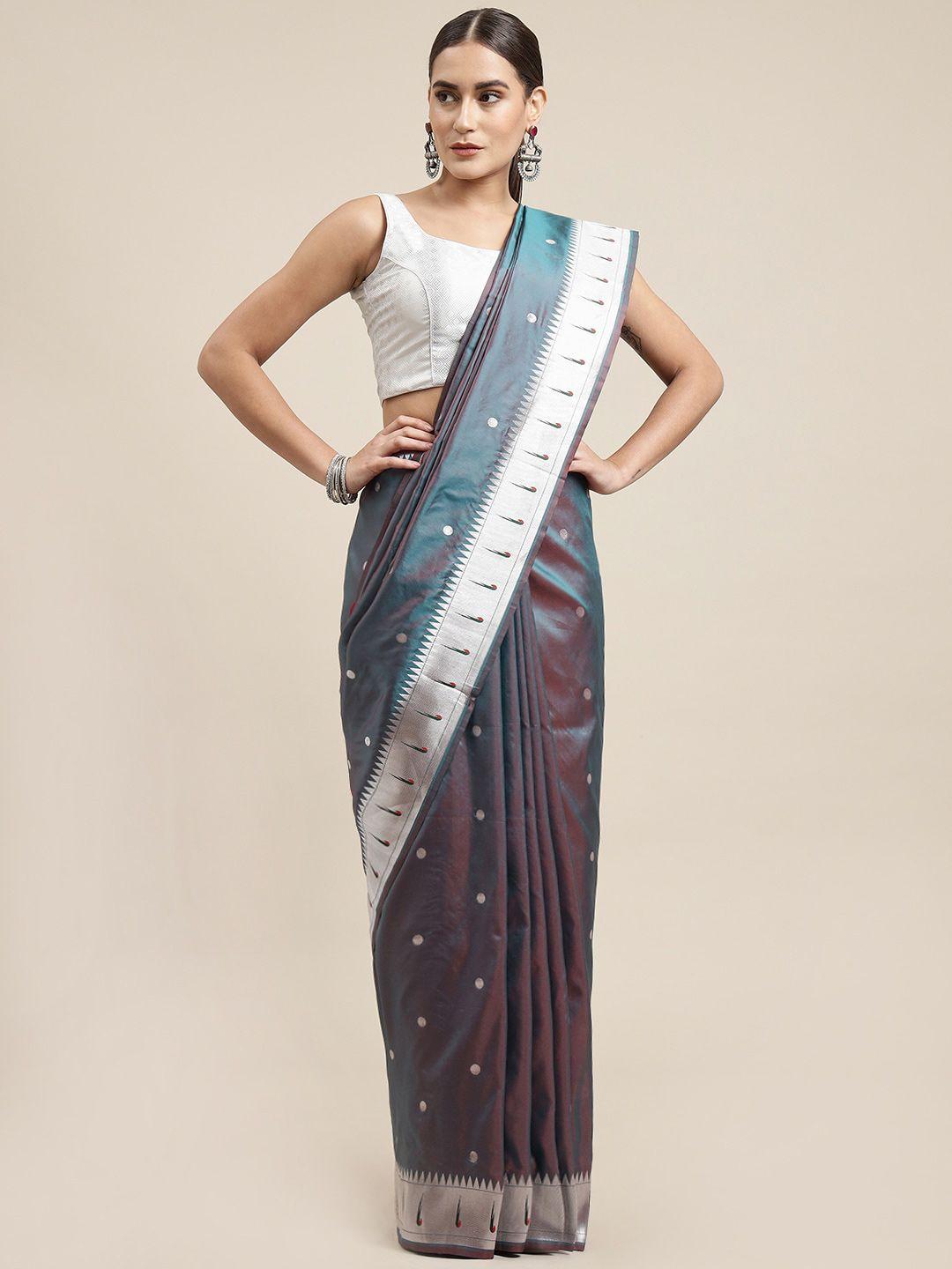 royal rajgharana saree polka dots woven design zari pure silk paithani sarees