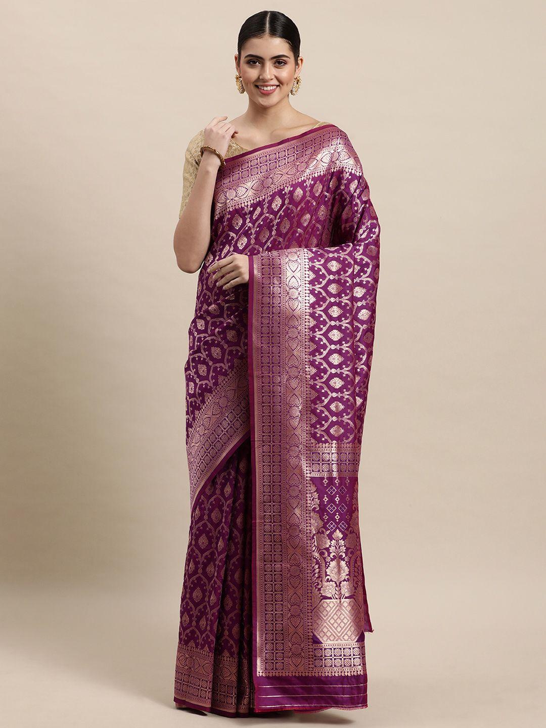 royal rajgharana saree purple & golden woven design banarasi saree