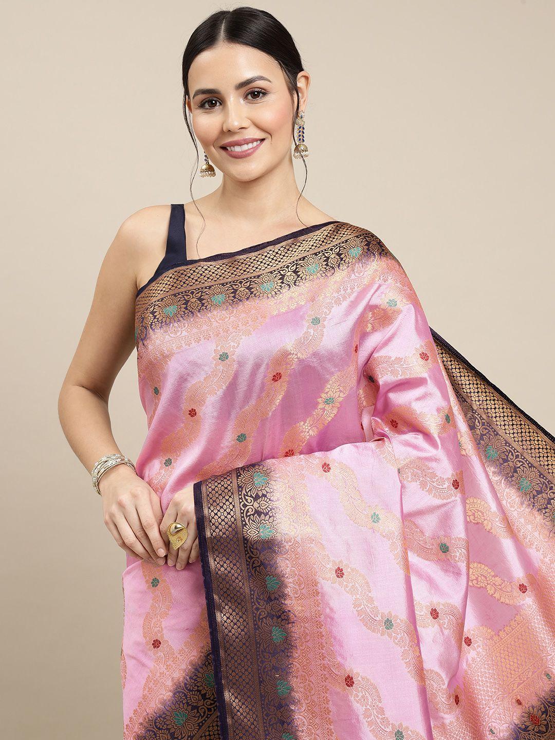 royal rajgharana saree purple & navy blue ethnic motifs zari woven design banarasi sarees