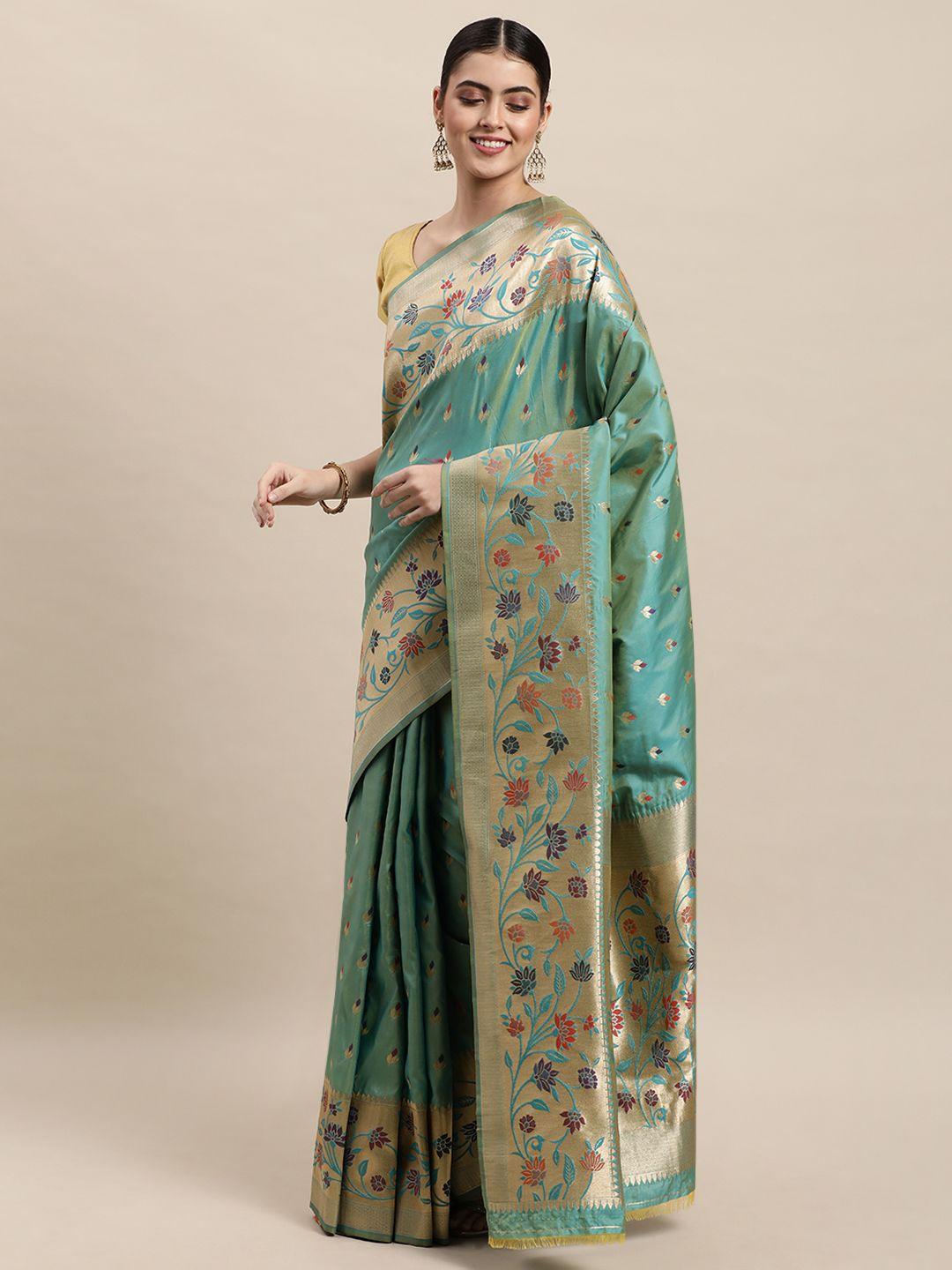 royal rajgharana saree sea green woven design banarasi saree