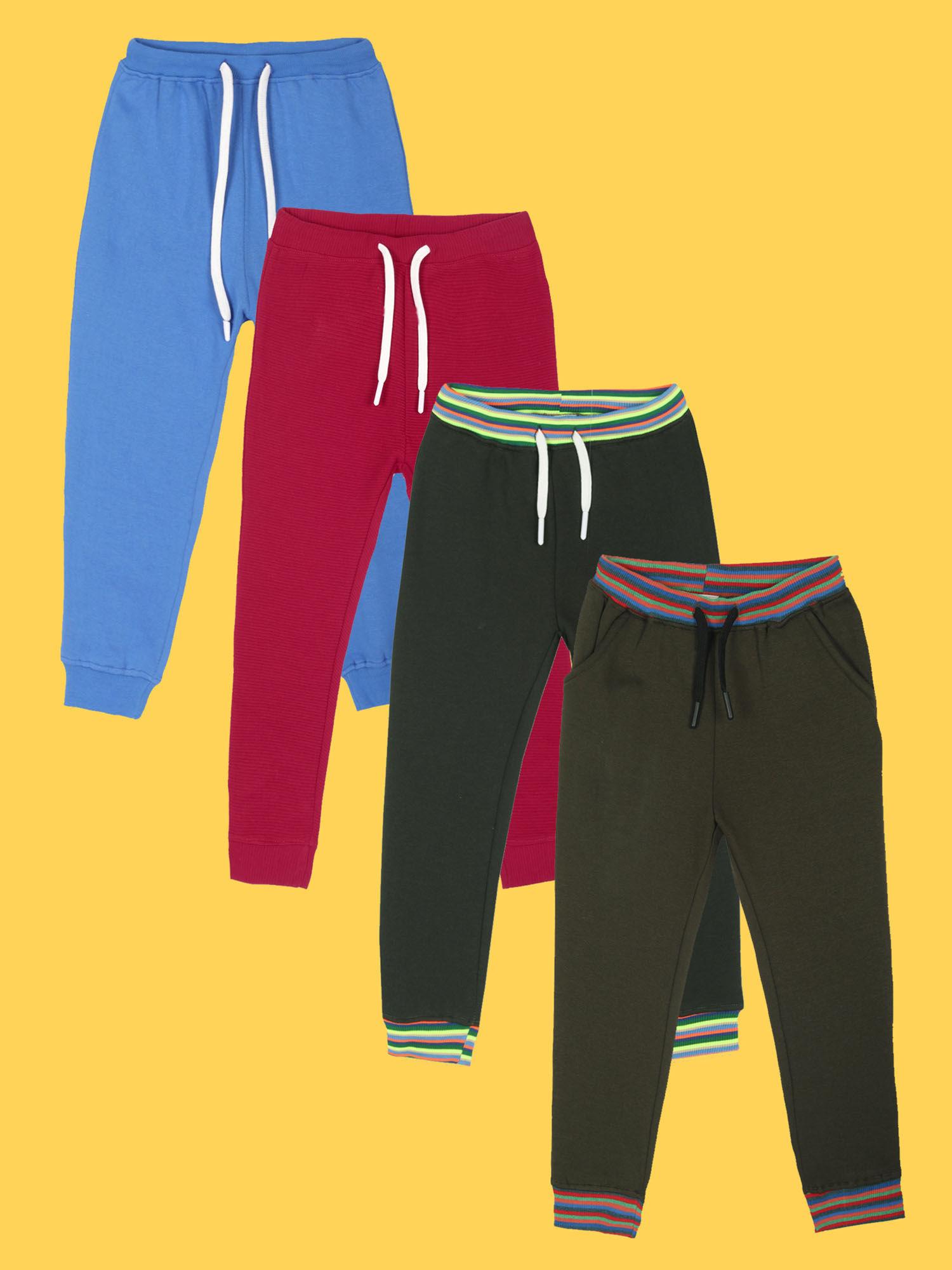royal red stripe green no limit and olive multi rib fleece joggers (pack of 4)