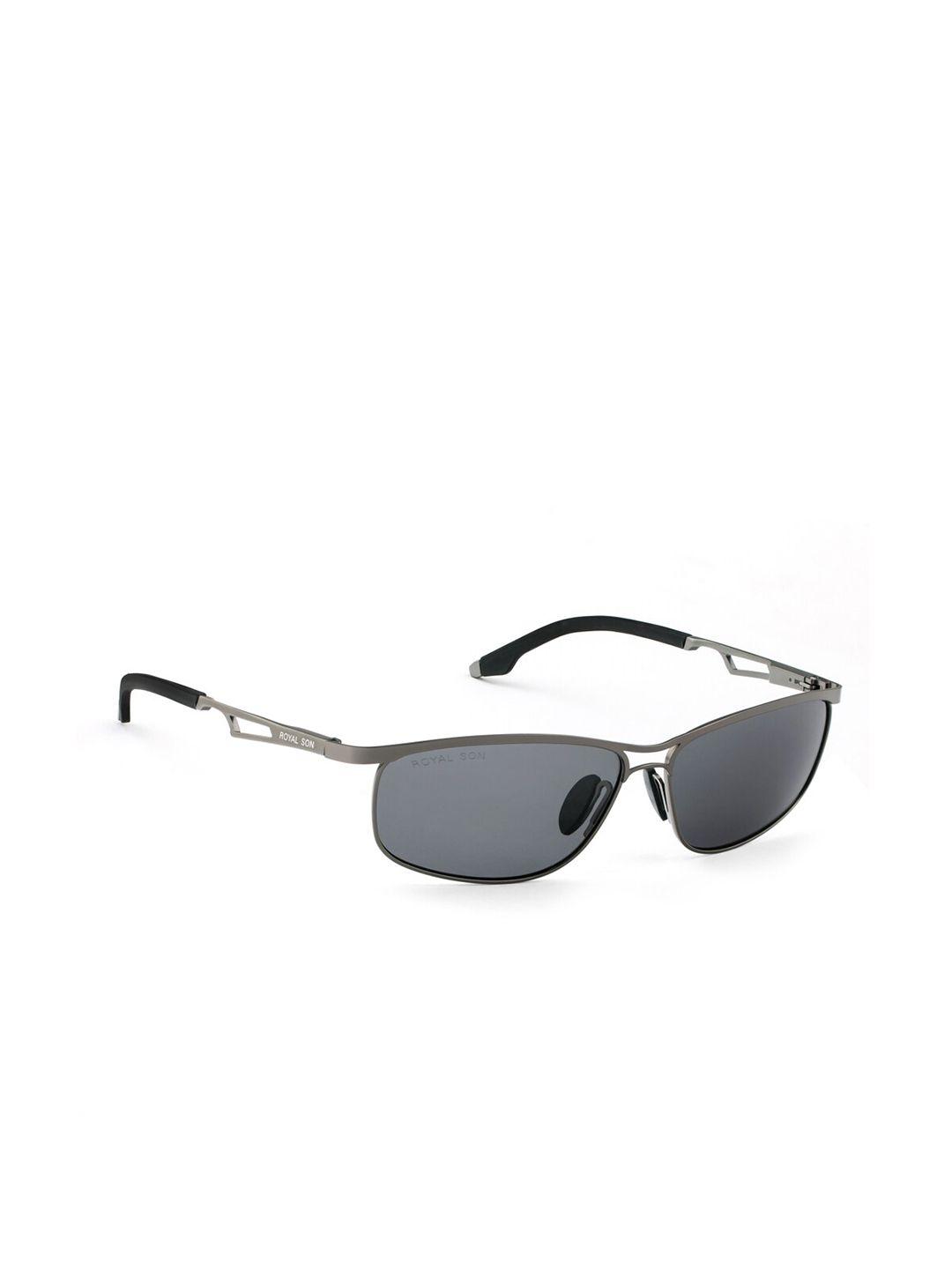 royal son men black lens & black rectangle sunglasses with polarised lens