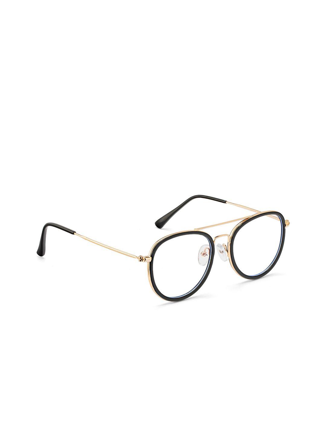 royal son men gold-toned solid full rim aviator frames with blue ray cut lens