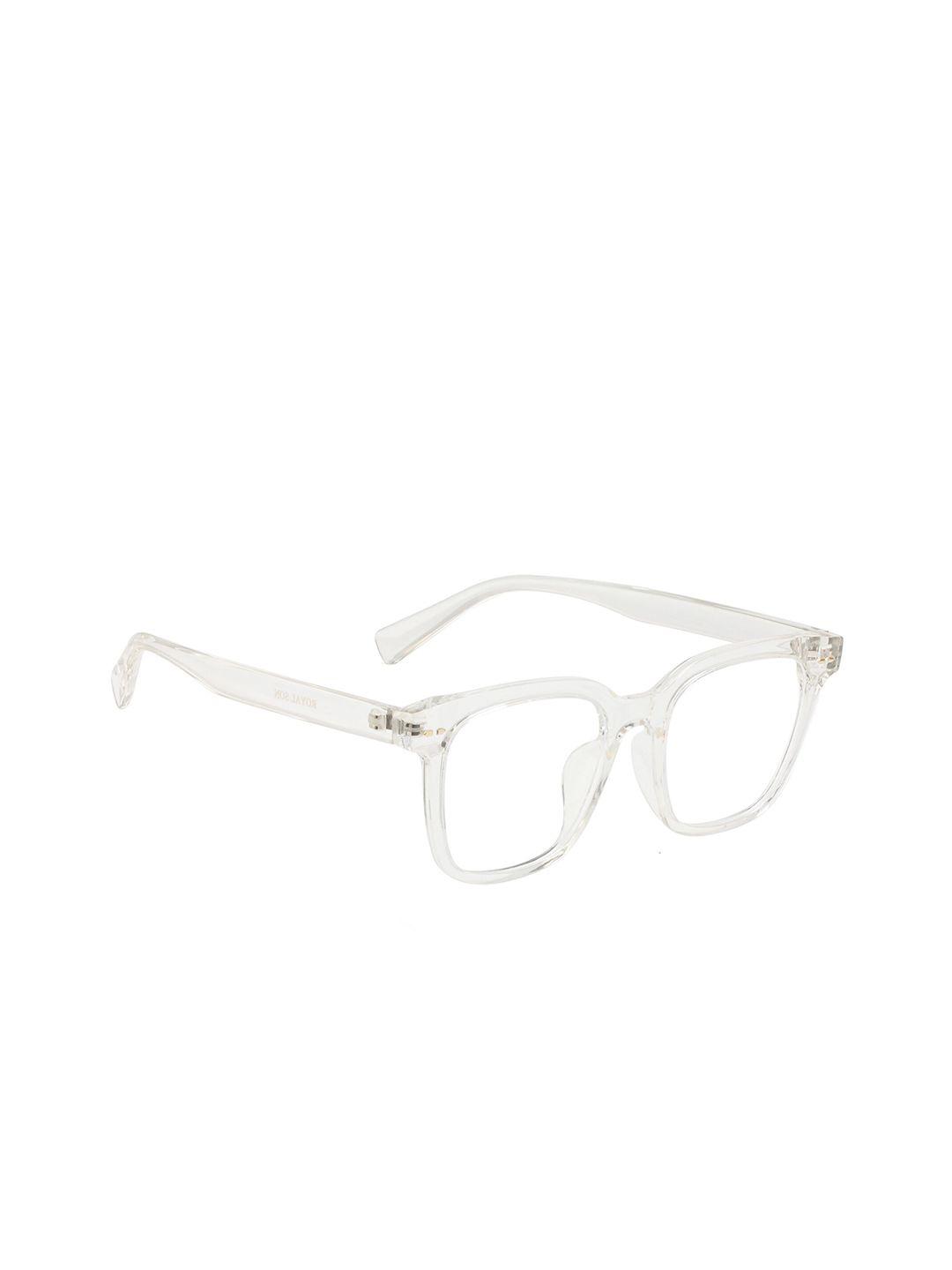 royal son men white full rim square frames with blue ray cut lens