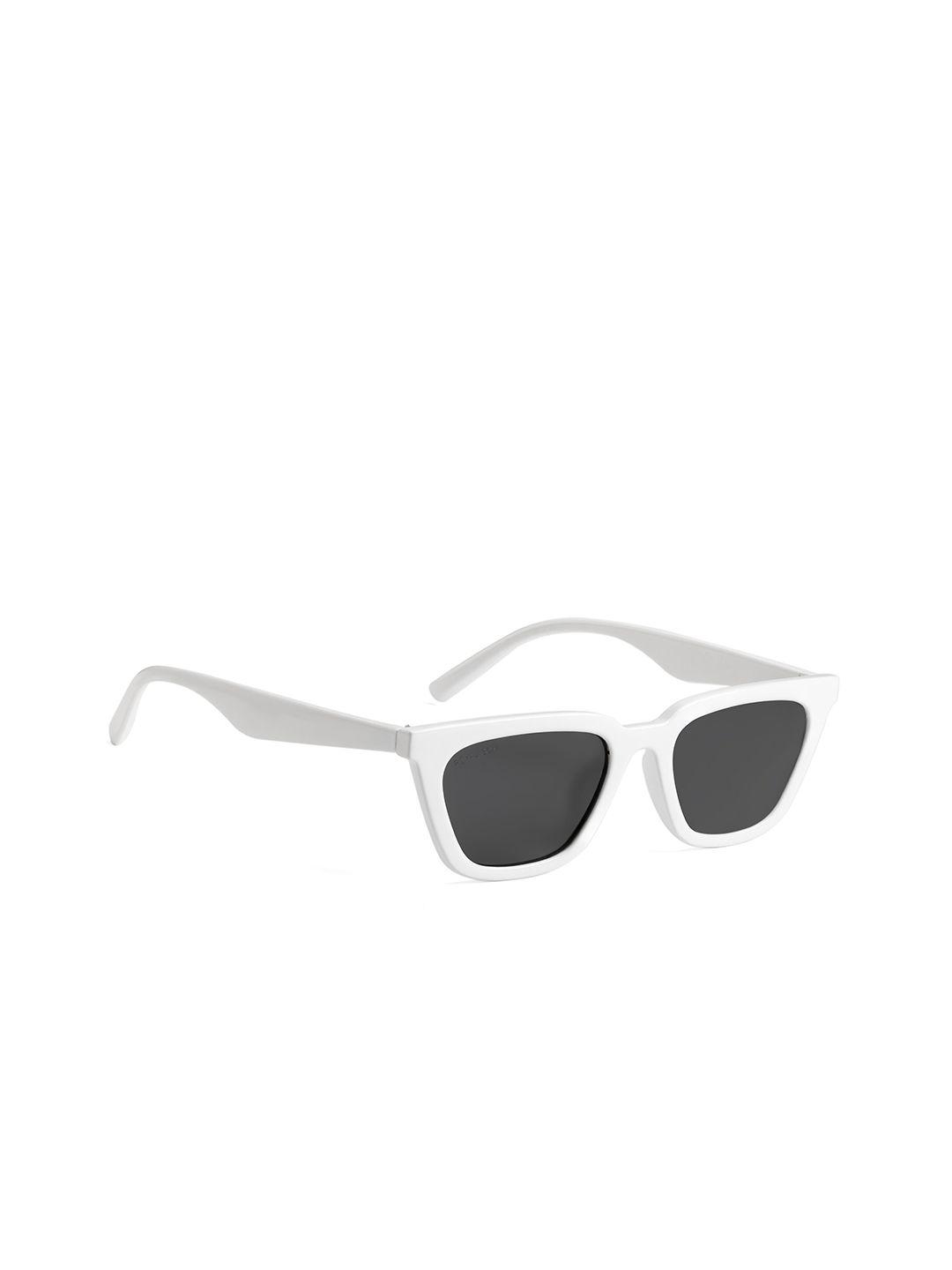 royal son unisex black lens & white square sunglasses with polarised and uv protected lens