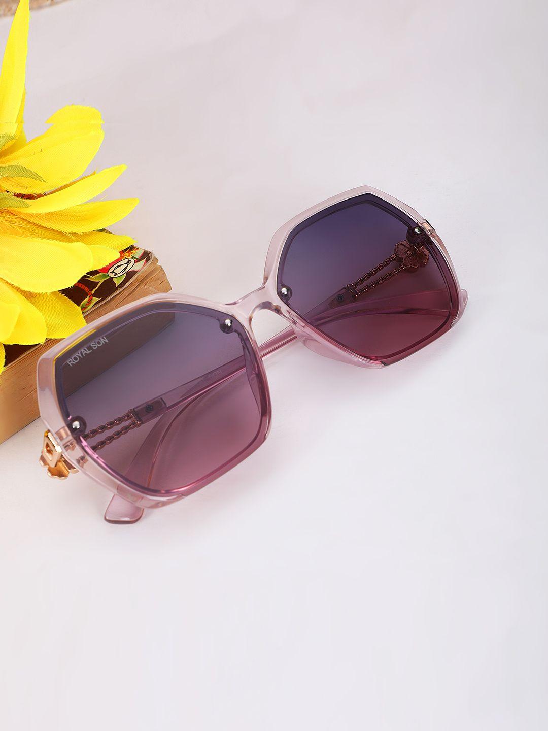 royal son women grey uv protected lens & purple butterfly sunglasses chiwm00115-c3