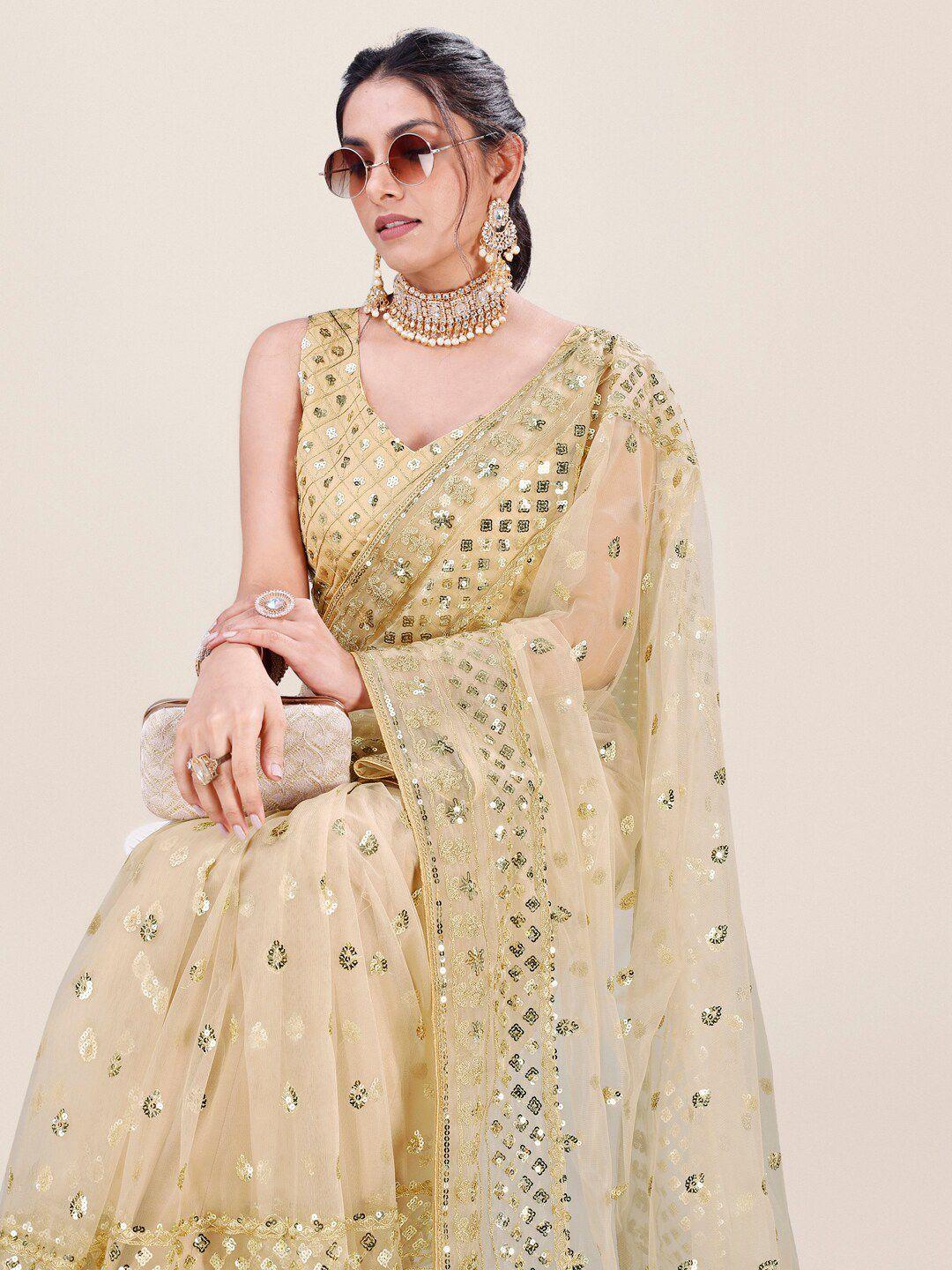 roykals embellished sequinned net saree