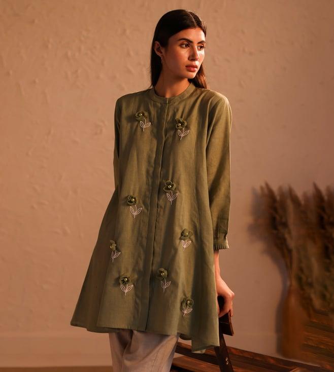 roza pret olive green postcard from summer stardust tunic