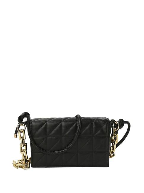 rsvp black quilted small sling handbag